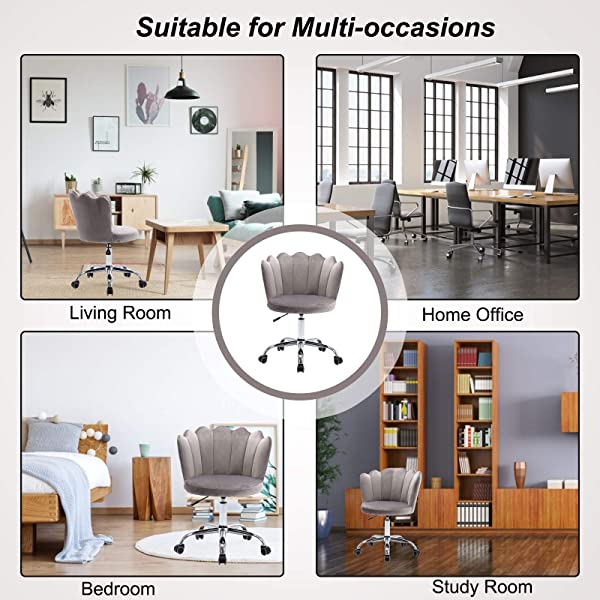 MTFY Modern Home Office Swivel Chair, Shell Desk Chair with Adjustable Height, Upholstered Ergonomic Computer Desk Chair Leisure Task Chair Accent Armchair for Office, Living Room,Bedroom (Beige)