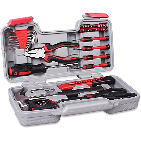 CARTMAN Orange 39-Piece Tool Set - General Household Hand Tool Kit with Plastic Toolbox Storage Case Orange 39pcs