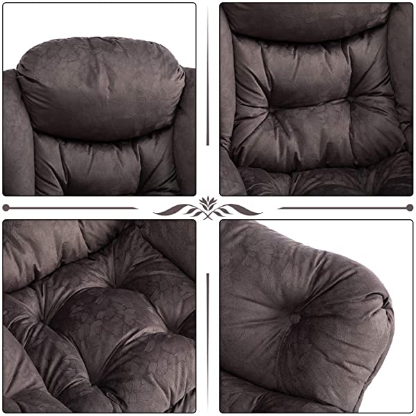 AbocoFur Modern Large Cotton Fabric Lazy Chair，Accent Contemporary Lounge Chair, Single Steel Frame Leisure Sofa Chair with Armrests and A Side Pocket, Beige