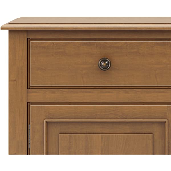 SIMPLIHOME Connaught SOLID WOOD 40 inch Wide Transitional Entryway Storage Cabinet in Dark Chestnut Brown, with 2 Drawers, 2 Doors, Adjustable Shelves