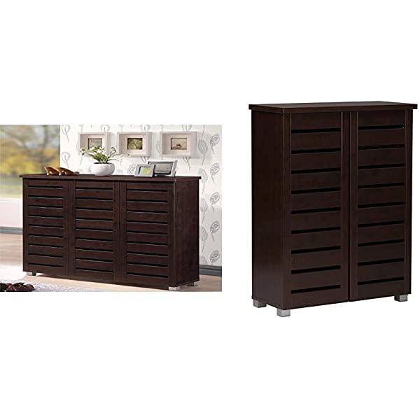 Wholesale Interiors Baxton Studio Adalwin Modern and Contemporary 3-Door Dark Brown Wooden Entryway Shoes Storage Cabinet