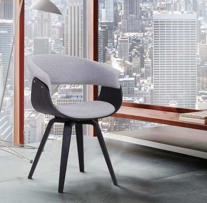 Armen Living Summer Chair in Charcoal Fabric and Walnut Wood Finish, 31