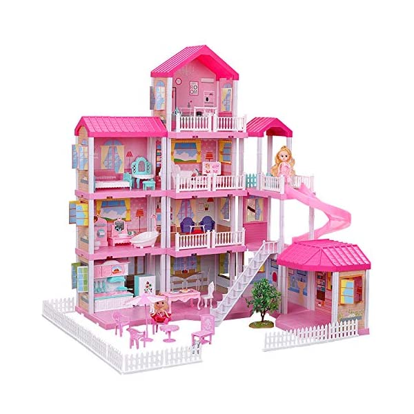 Dollhouse with Dollhouse Furniture and Dolls Dream Doll House for Little Girls 5 Year Olds 1:12 Scale for Kids Pretend Play Doll House Toy Playset Perfect Toddler Girls and Kids' Toy with Accessories dolls villa