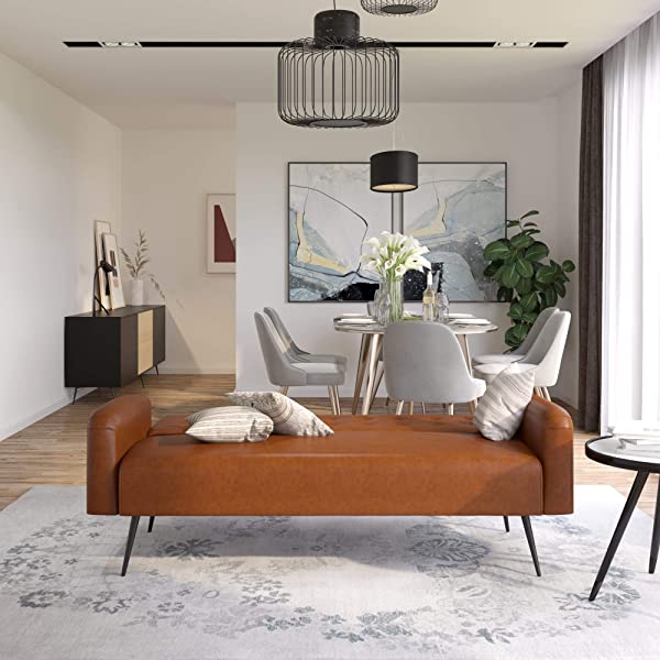 Novogratz 2360379N Z Stevie, Convertible Sofa Bed Couch, Ivory Velvet Futon