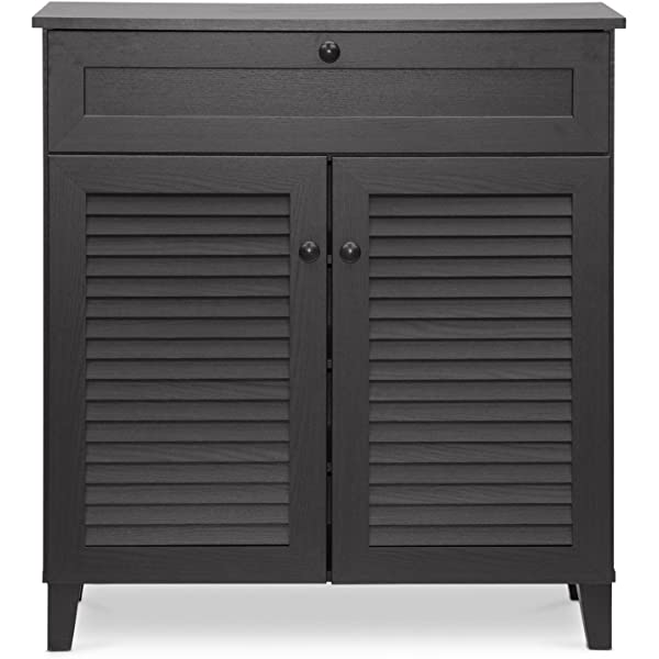 Baxton Studio Calvin Shoe-Storage Cabinet, Espresso