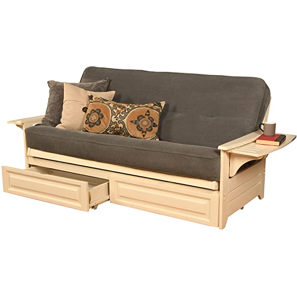 Kodiak Furniture Futon Set, Full, White Suede Navy