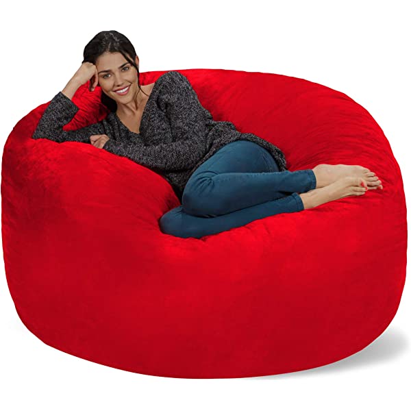 Chill Sack Bean Bag Chair: Giant 5' Memory Foam Furniture Bean Bag - Big Sofa with Soft Micro Fiber Cover - Navy Microsuede - Navy