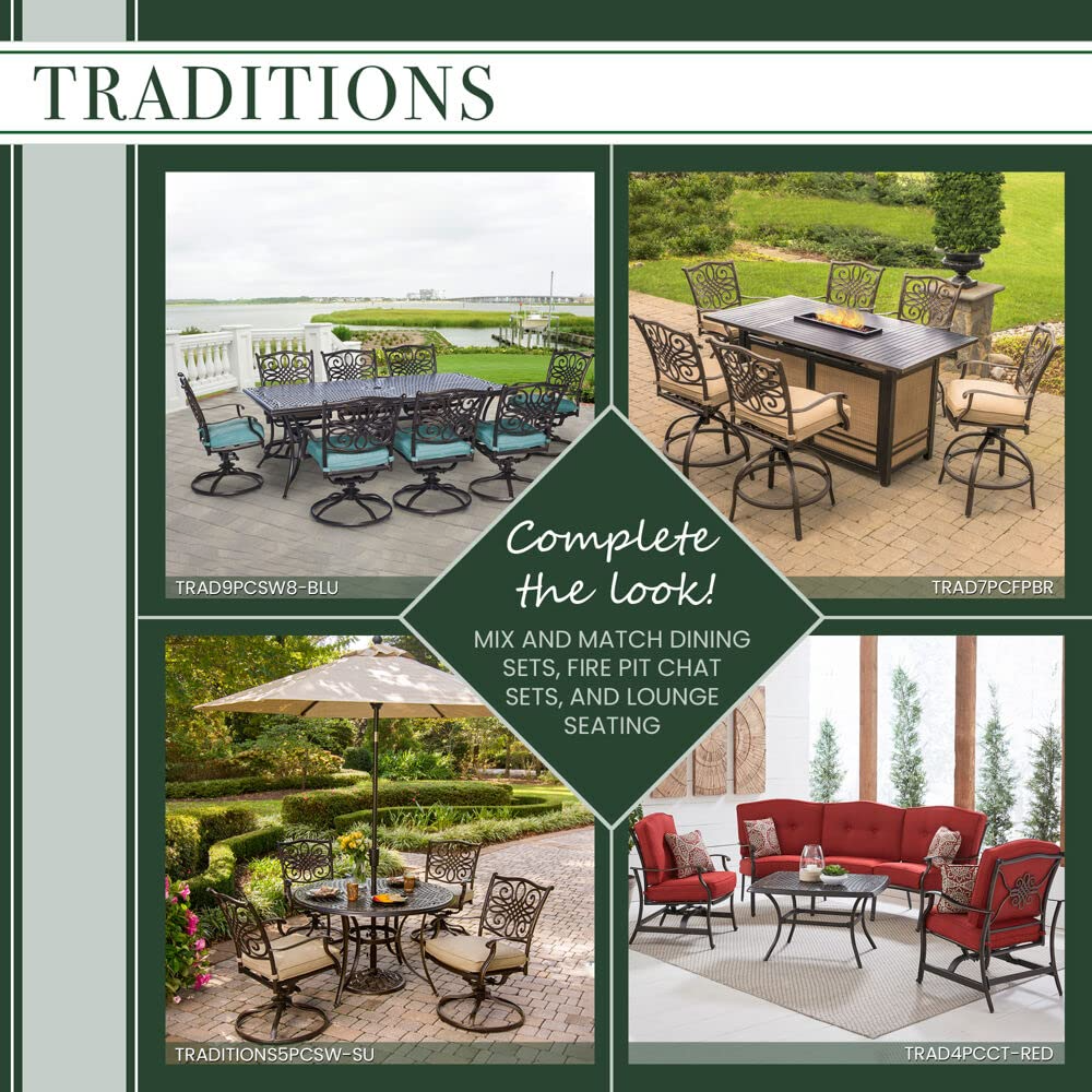 【Home&Garden】5-Piece Cast Aluminum Outdoor Patio Dining Set, 4 Swivel Rocker Chairs & 48 Round Table