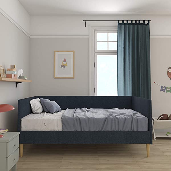 DHP Franklin Mid Century Upholstered Daybed, Sofa Bed, Twin Size Frame, Tan Linen Linen Twin Tan