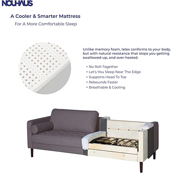 Nouhaus Module, Sleeper Sofa Bed Couch. 7ft Luxury Convertible Sofa Futon Bed with No Roll Together Latex. Ivory Woven Pull Out Bed for Bedroom Couch, Small Apartment Furniture Sofas or RV Couch Woven/Knit Ivory