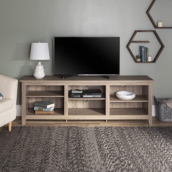 Walker Edison Wren Classic 4 Cubby TV Stand for TVs up to 65 Inches, 58 Inch, Black Black 58 InchTV Stand
