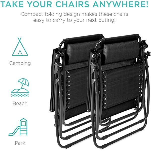 Best Choice Products Set of 2 Adjustable Steel Mesh Zero Gravity Lounge Chair Recliners w/Pillows and Cup Holder Trays - Burgundy