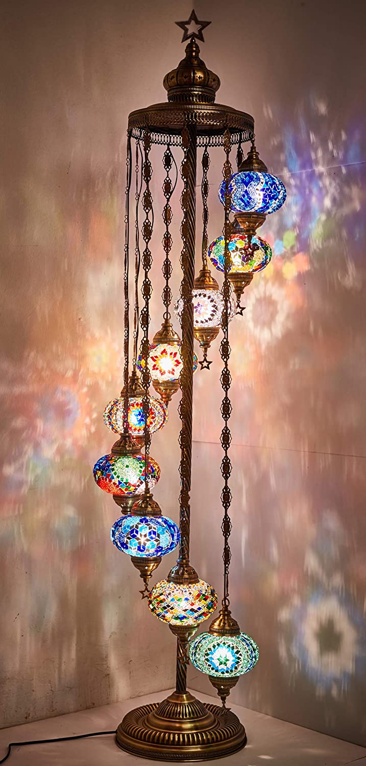 Turkish Moroccan Mosaic floor lamp, Bohemian Tiffany Mosaic floor lamp