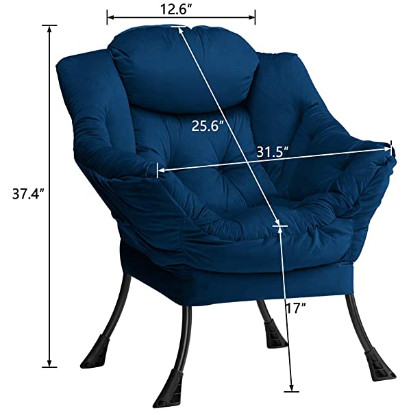 AbocoFur Modern Large Cotton Fabric Lazy Chair，Accent Contemporary Lounge Chair, Single Steel Frame Leisure Sofa Chair with Armrests and A Side Pocket, Beige