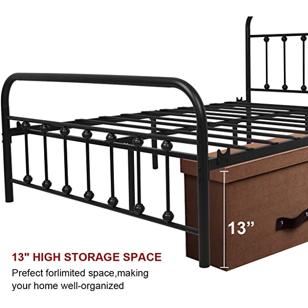 Black Metal Bed Frame Full Size with Headboard and Footboard Single Platform Mattress Base,Metal Tube and Iron-Art Bed（Full,Black） Full Black