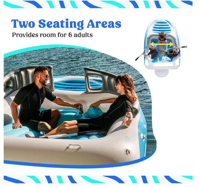 6-Person Inflatable Bay Breeze Boat Island Party Island