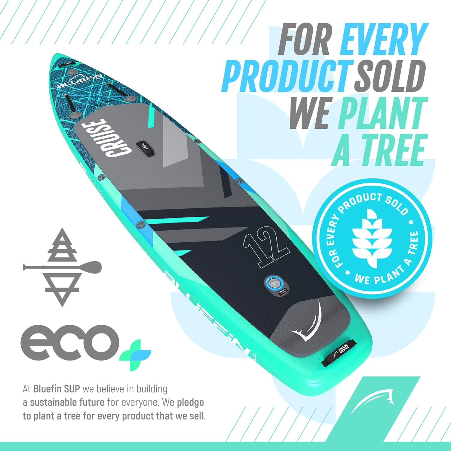 Bluefin Cruise SUP Inflatable Stand Up Paddle Board | Premium Paddleboard Accessories | Multiple sizes: Kids, 9'8, 10'4, 10’8, 12’, 15'