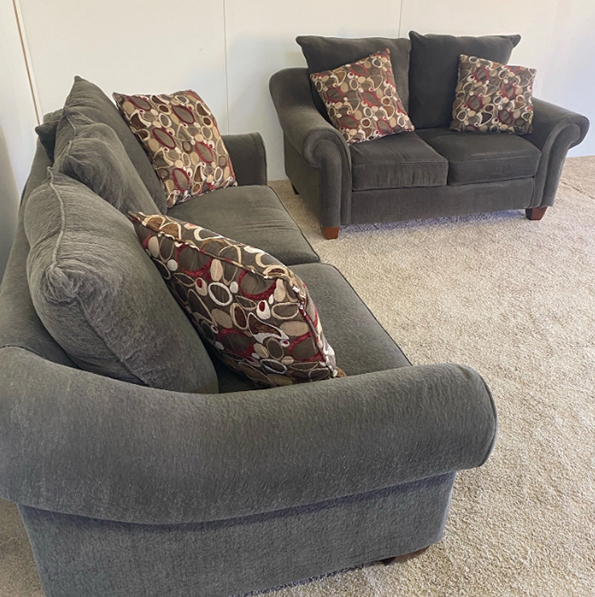 Brown love seat