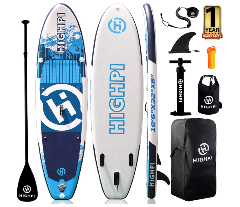 Highpi Inflatable Stand Up Paddle Board 10'6''/11' Premium SUP W Accessories & Backpack, Wide Stance, Surf Control, Non-Slip Deck, Leash, Paddle and Pump, Standing Boat for Youth & Adult
