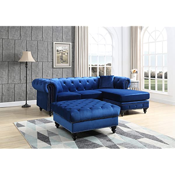 Glory Furniture Nola , Navy Blue Sofa Chaise (3 Boxes), 31
