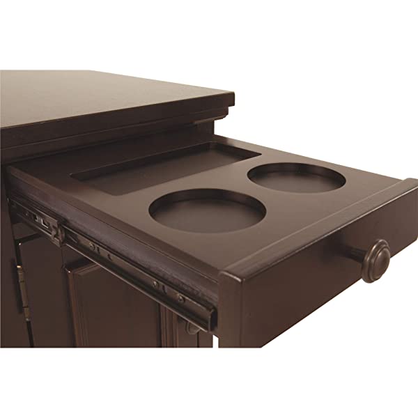 Signature Design by Ashley Tyler Creek Rustic Chair Side End Table with Pull-Out Tray & USB Ports, Brown Blackish Brown Table