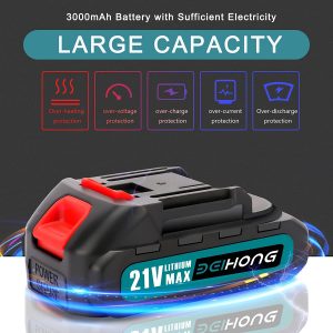 Chain saw 6 inches, with 2 batteries, cordless power chain saw, with safety lock, handheld small chainsaw