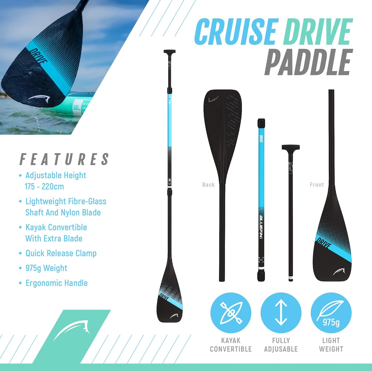 Bluefin Cruise SUP Inflatable Stand Up Paddle Board | Premium Paddleboard Accessories | Multiple sizes: Kids, 9'8, 10'4, 10’8, 12’, 15'