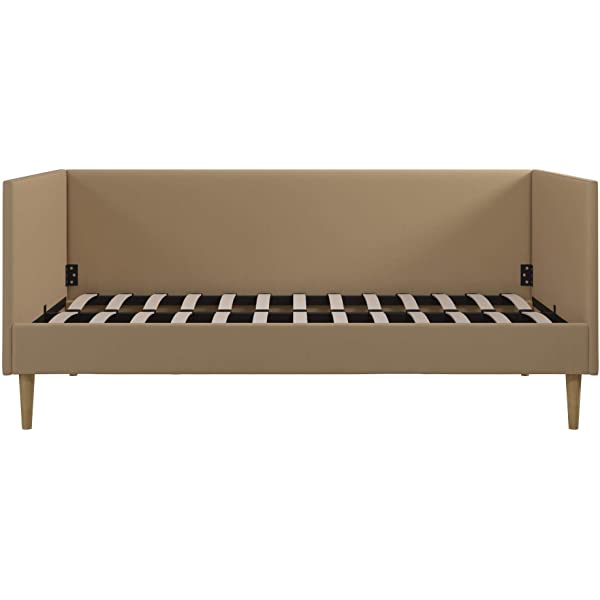 DHP Franklin Mid Century Upholstered Daybed, Sofa Bed, Twin Size Frame, Tan Linen Linen Twin Tan