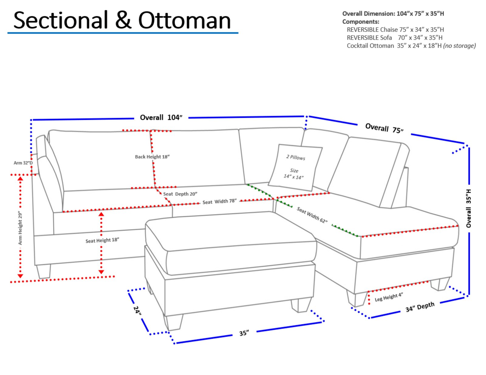 【Furniture】Hemphill 3 - Piece Upholstered Chaise Sectional