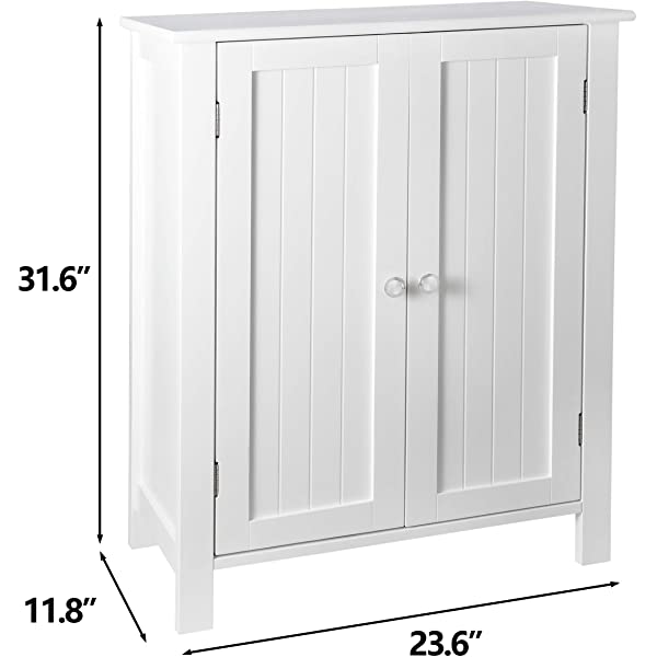 SUPER DEAL Modern Bathroom Floor Storage Cabinet with Adjustable Shelf and Double Door Rust Proof, Living Room Modern Home Furniture Storage Organizer Cabinet