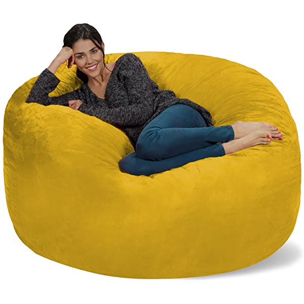 Chill Sack Bean Bag Chair: Giant 5' Memory Foam Furniture Bean Bag - Big Sofa with Soft Micro Fiber Cover - Navy Microsuede - Navy
