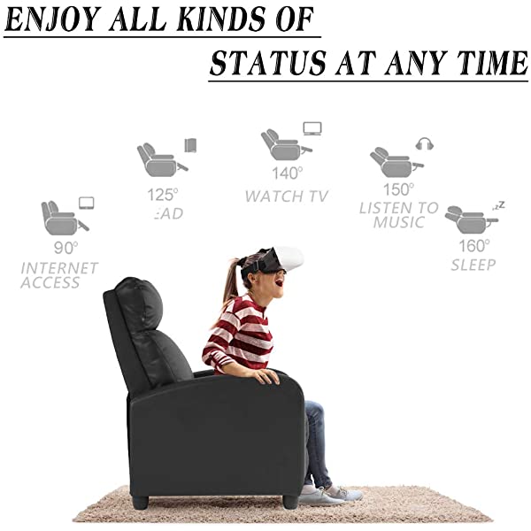 Recliner Chair for Living Room Massage Recliner Sofa Reading Chair Winback Single Sofa Home Theater Seating Modern Reclining Chair Easy Lounge with PU Leather Padded Seat Backrest (Brown)