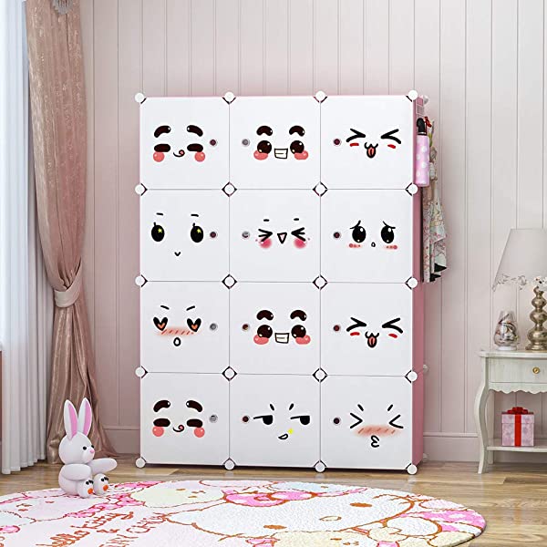 YOZO Cube Storage Organzier Portable Closet Wardrobe Bedroom Dresser (71x14x71 inches) Portable Closet Cube Shelf Armoire Pantry Cabinet, 25 Cubes, Blue 25Cubes Blue