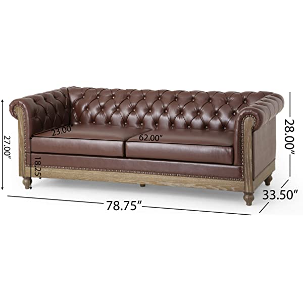 Christopher Knight Home Castalia Sofas, Midnight Black + Dark Brown Midnight Black + Dark Brown Birch Wood