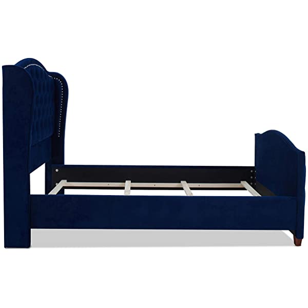 Jennifer Taylor Home Marcella Collection Queen Wingback Tufted Hand-Applied Nail Heads Upholstered Bed, Antique White Antique White Queen