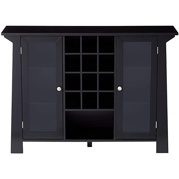 Kings Brand Furniture Matanuska Wood Buffet Bar Cabinet with Wine Storage, Black