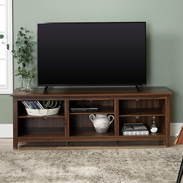 Walker Edison Wren Classic 4 Cubby TV Stand for TVs up to 65 Inches, 58 Inch, Black Black 58 InchTV Stand