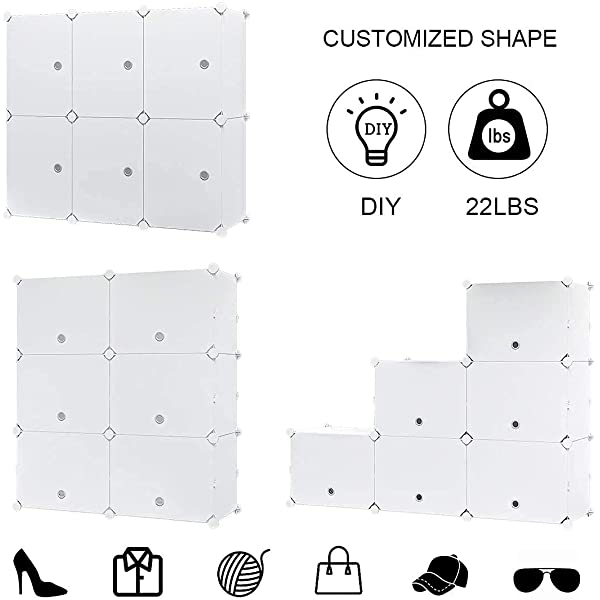 KOUSI Portable Shoe Rack Organizer 24 Pair Tower Shelf Storage Cabinet Stand Expandable for Heels, Boots, Slippers, 6 Tier White 32