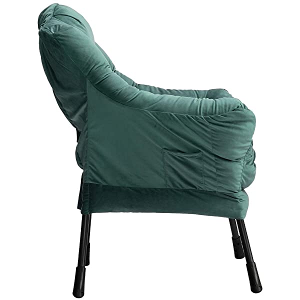 AbocoFur Modern Large Cotton Fabric Lazy Chair，Accent Contemporary Lounge Chair, Single Steel Frame Leisure Sofa Chair with Armrests and A Side Pocket, Beige