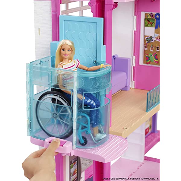 Barbie Dreamhouse Dollhouse with Wheelchair Accessible Elevator, Pool, Slide and 70 Accessories Including Furniture and Household Items, Gift for 3 to 7 Year Olds