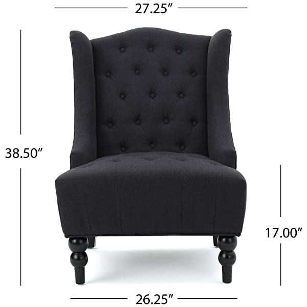 Christopher Knight Home Toddman High-Back Fabric Club Chair, Dark Charcoal