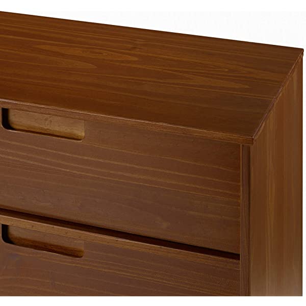 Walker Edison Mid Century Modern Grooved Handle Wood Dresser Bedroom Storage Drawer Organizer Closet Hallway, 6 Drawer, Caramel Caramel 1 pack 6 Drawer