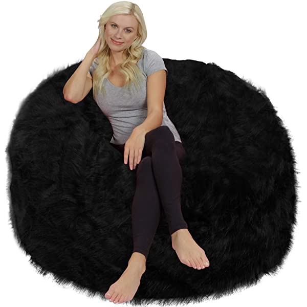 Chill Sack Bean Bag Chair: Giant 5' Memory Foam Furniture Bean Bag - Big Sofa with Soft Micro Fiber Cover - Navy Microsuede - Navy