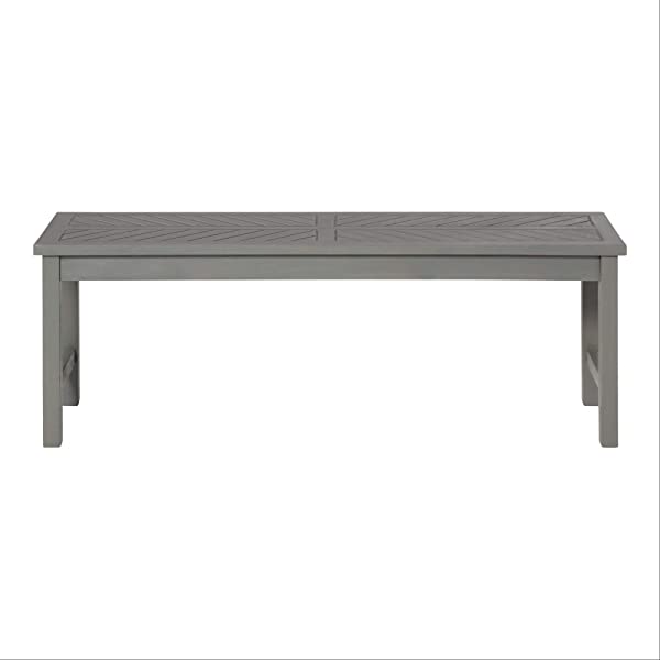 Walker Edison 5 Person Outdoor Wood Chevron Patio Furniture Dining Set Table Chairs Bench All Weather Backyard Conversation Garden Poolside Balcony, 4 Piece, Brown Brown 4 Piece Dining Set