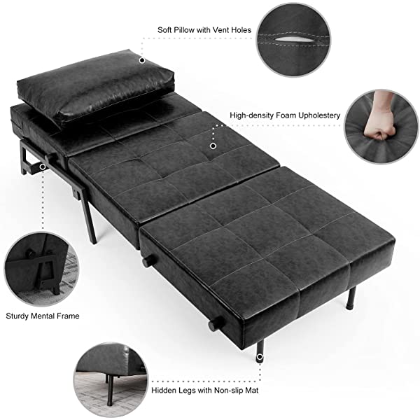 Vonanda Sofa Bed, Folding Velvet Sleeper Sofa, Modern Sleeper Chair Bed with Hidden Legs and Sturdy Frame for Small Living Space, Velvet Hunter Green