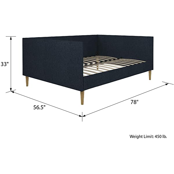 DHP Franklin Mid Century Upholstered Daybed, Sofa Bed, Twin Size Frame, Tan Linen Linen Twin Tan