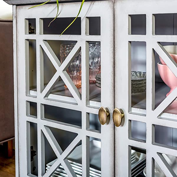 Walker Edison Charlotte Classic Glass Door Storage Buffet, 52 Inch, Espresso Espresso 52 Inch