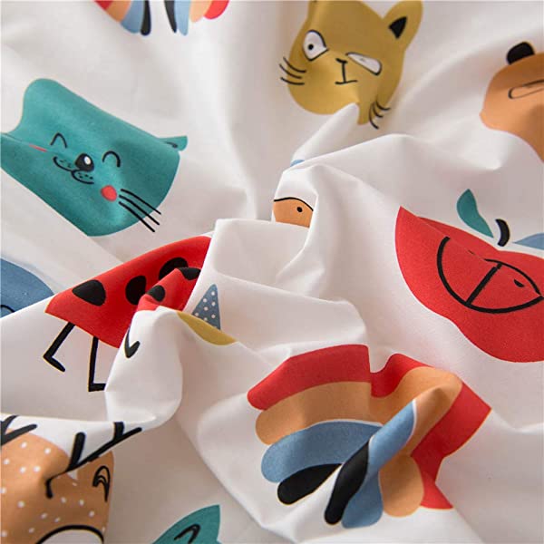 New Cartoon Animals Elephant Print Duvet Cover Sets for Kids 100% Cotton Reversible Soft 3 Pieces Kids Bedding Duvet Cover Pillowcases Kawaii Cloud Bedding Sets, Queen/Full Full/Queen (1 Duvet Cover + 2 Pillowcases) Multi A00 Elephant Bunny Balloon