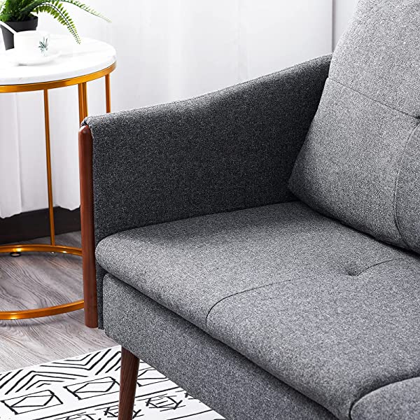 Vonanda Faux Leather Sofa Couch, Modern Tufted 3-Seater Sofa with Clean Lines and Upholstered Artificial Leather for Compact Living Space, Chestnut Brown 3-seater sofa Chestnut Brown