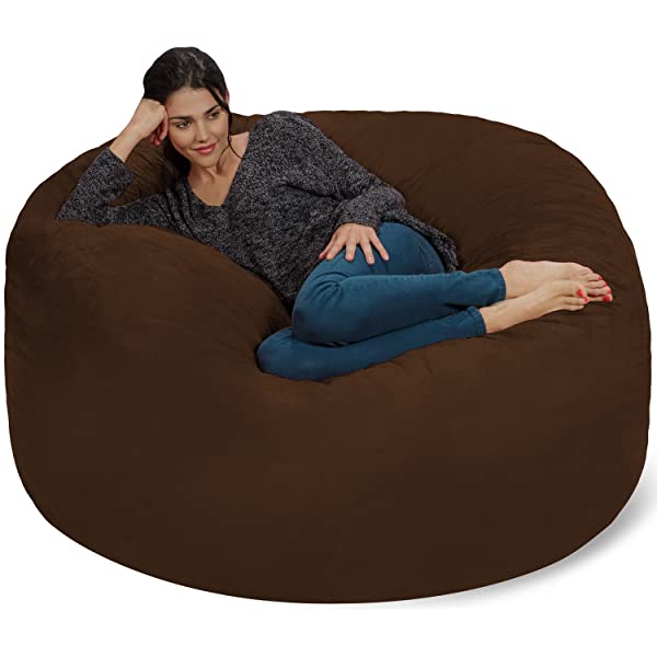 Chill Sack Bean Bag Chair: Giant 5' Memory Foam Furniture Bean Bag - Big Sofa with Soft Micro Fiber Cover - Navy Microsuede - Navy
